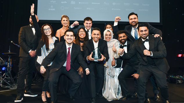 Awards ceremony: Orchard Orthodontics team celebrating winning Best Patient Care at the Private Dentistry Awards